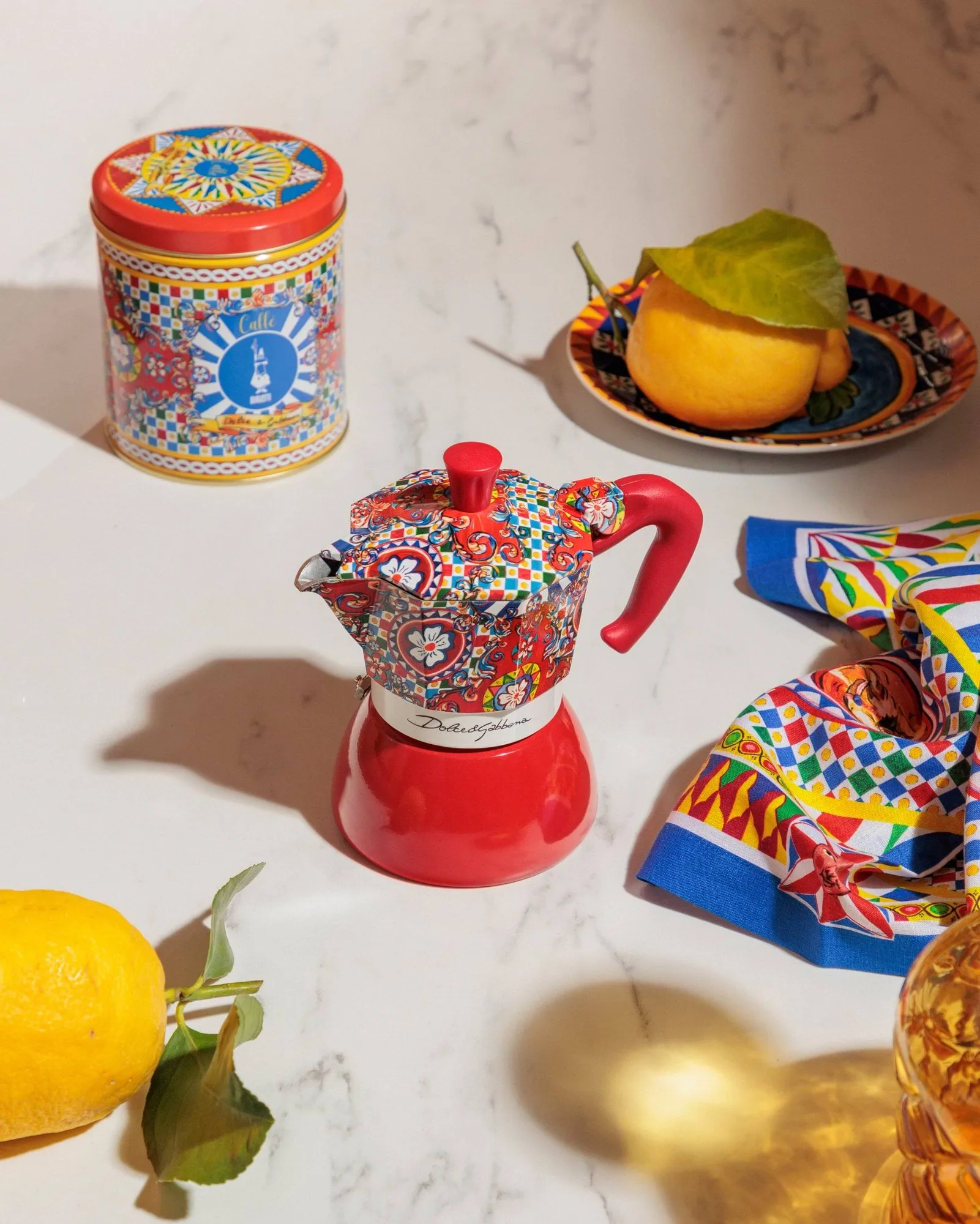 Bialetti x Dolce & Gabbana mokkakande induktion, Sicilian cart, 4 kopper Bialetti
