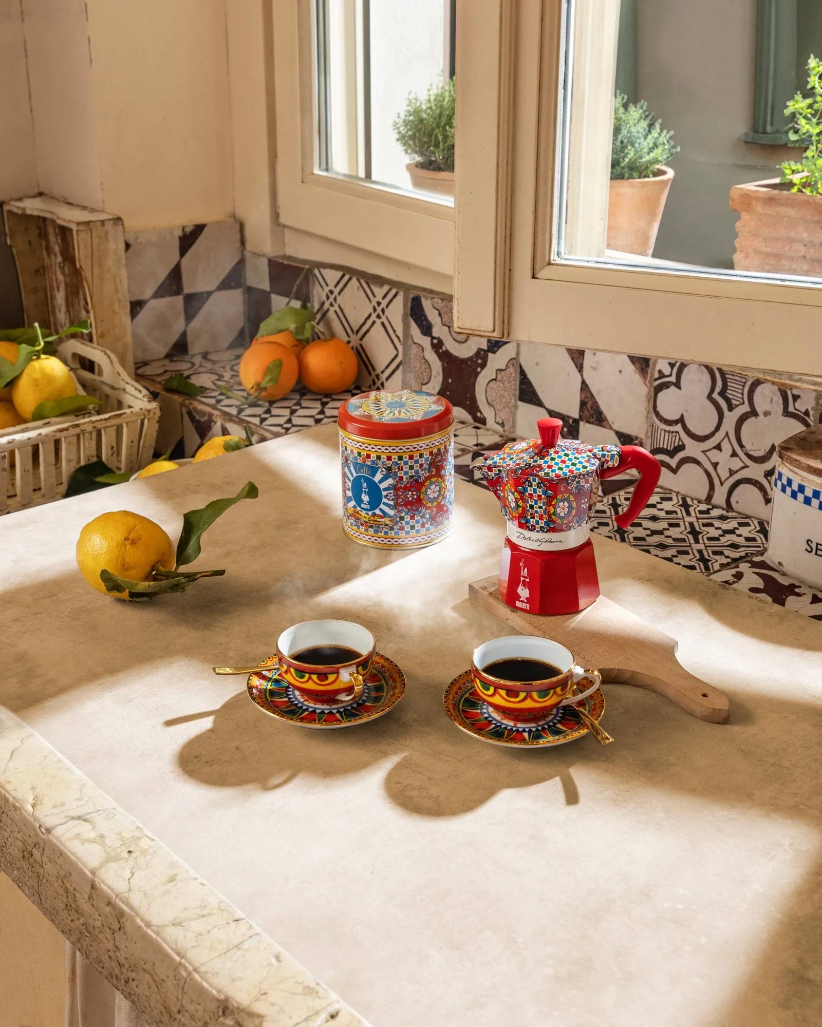 Bialetti x Dolce & Gabbana mokkakande, Sicilian cart, 3 kopper Bialetti