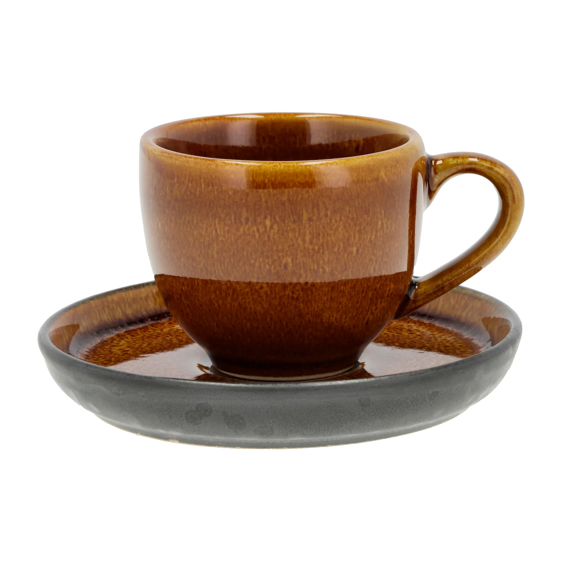 Bitz Clara espressokop med underkop 7 cl, Amber/Sort Bitz