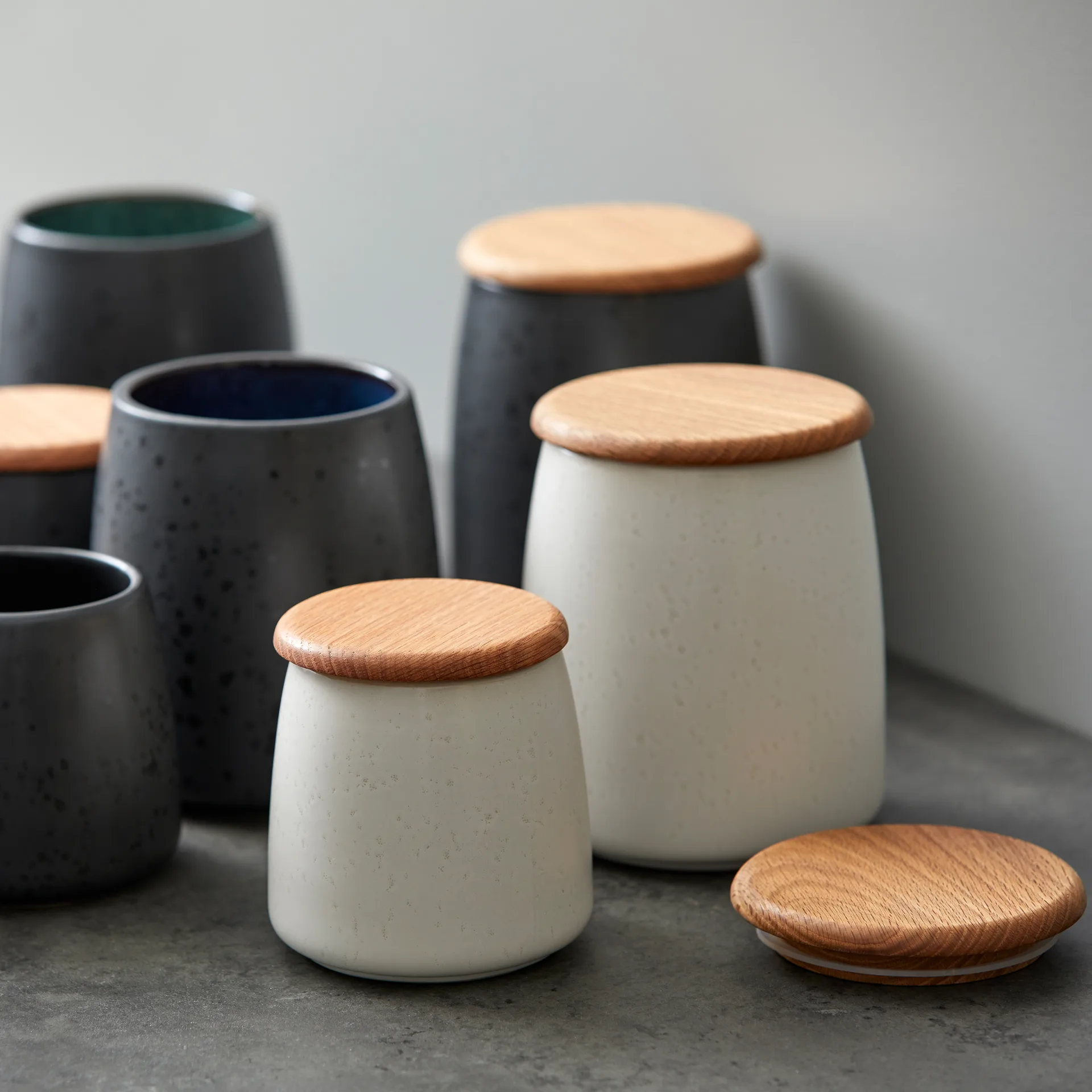 Bitz krukke med låg mat 16,5 cm, Mat cremehvid Bitz