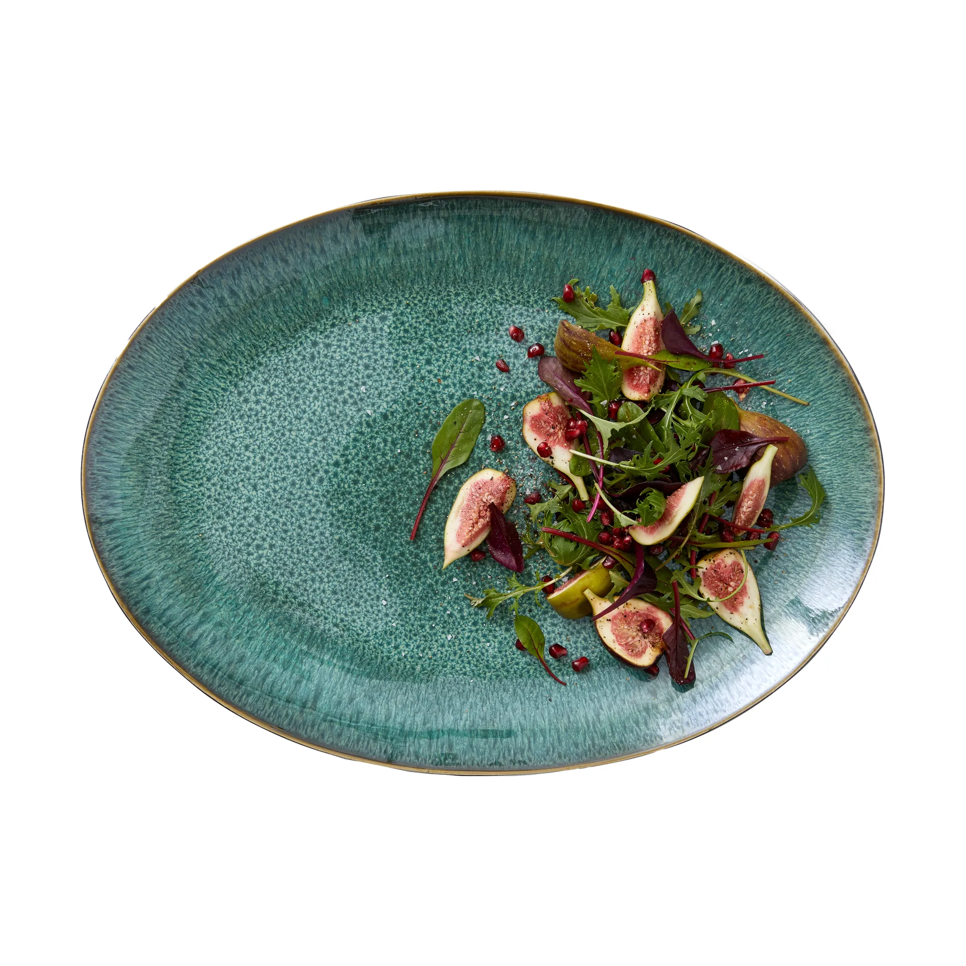 Bitz ovalt fad 45x34 cm, Sort-grøn Bitz