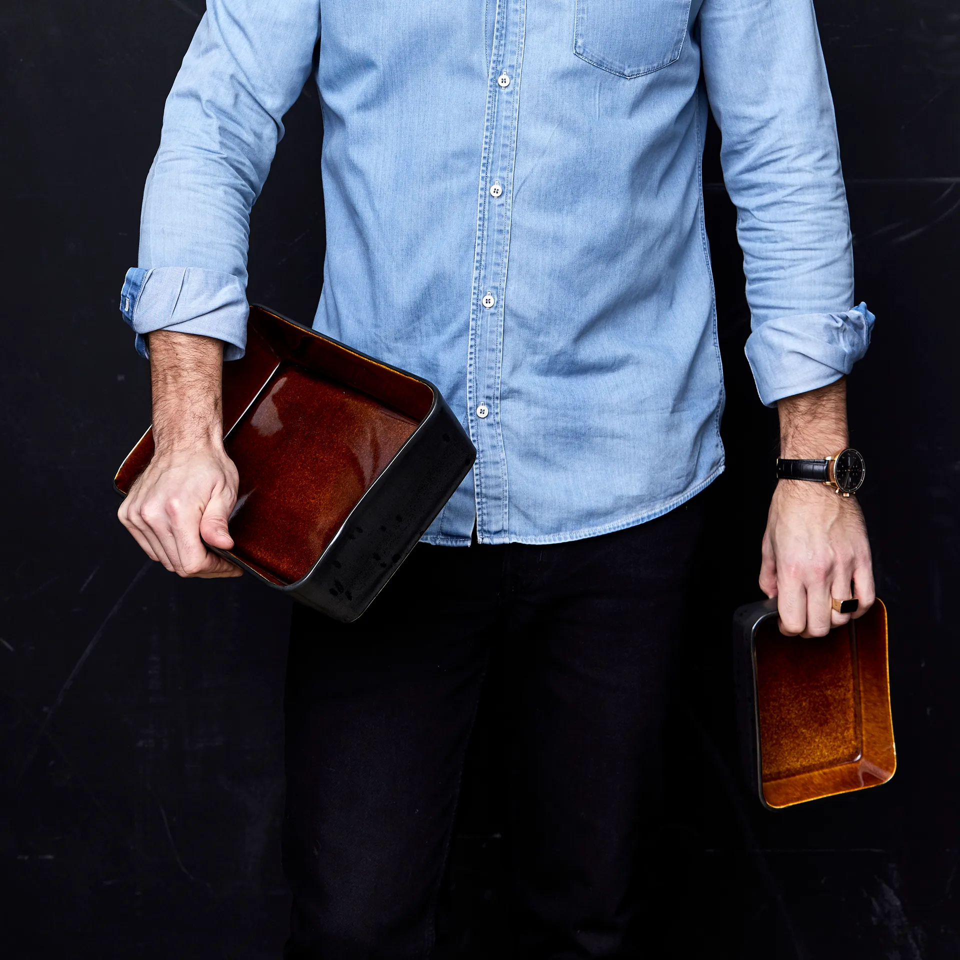 Bitz serveringsfad sort 30x17 cm, Amber Bitz