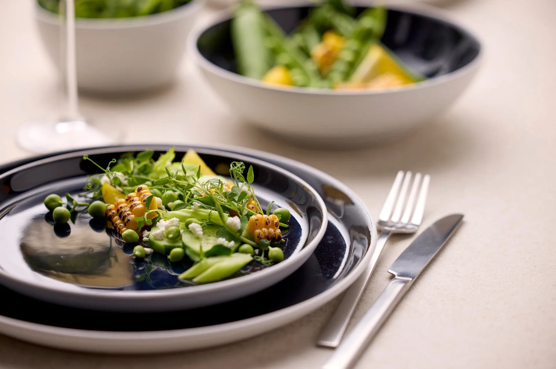 Bitz tallerken gastro Ø 21 cm, Hvid-mørkeblå Bitz