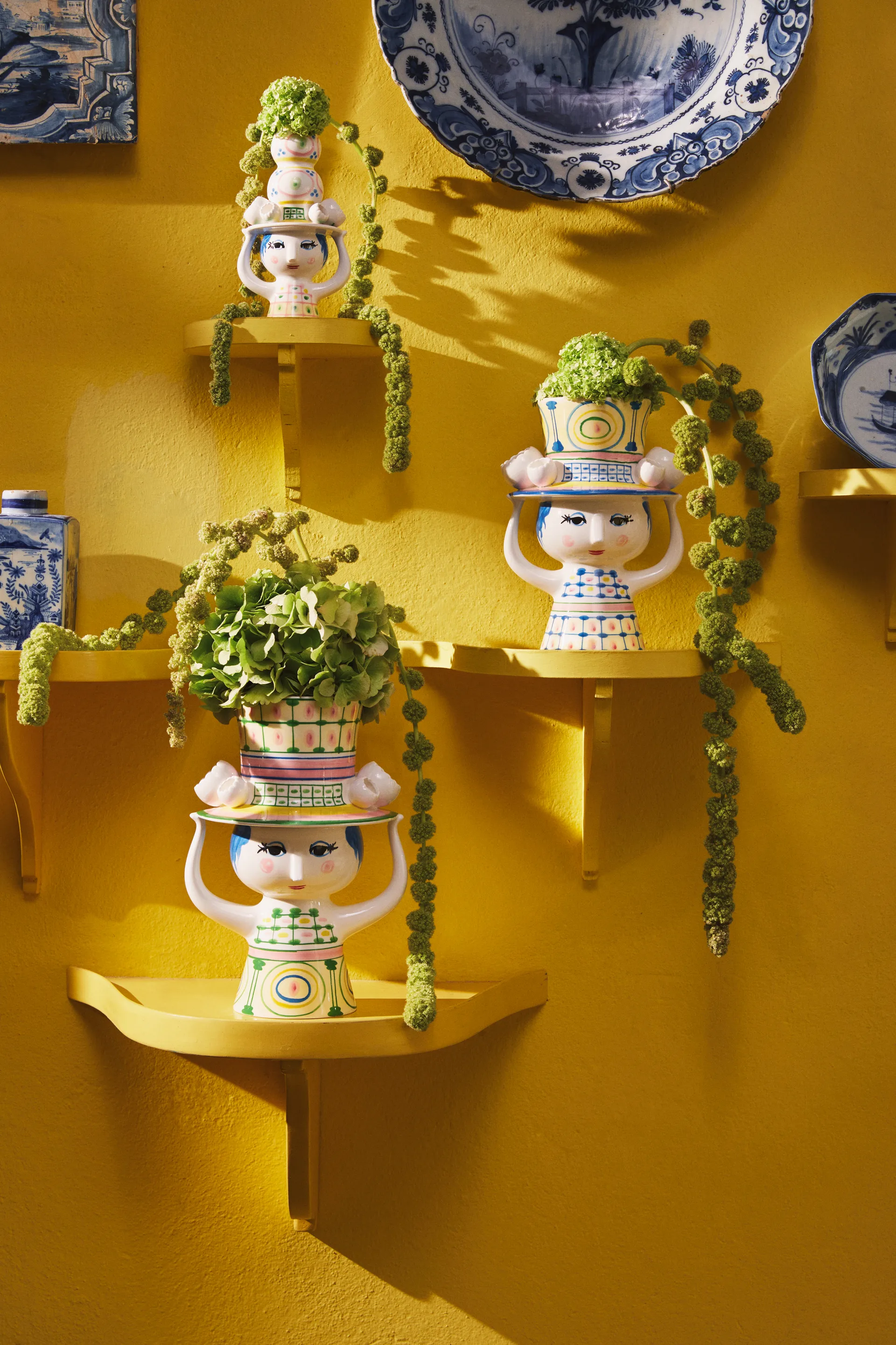 Dame med hat lysestage H16 cm, Rosa Bjørn Wiinblad