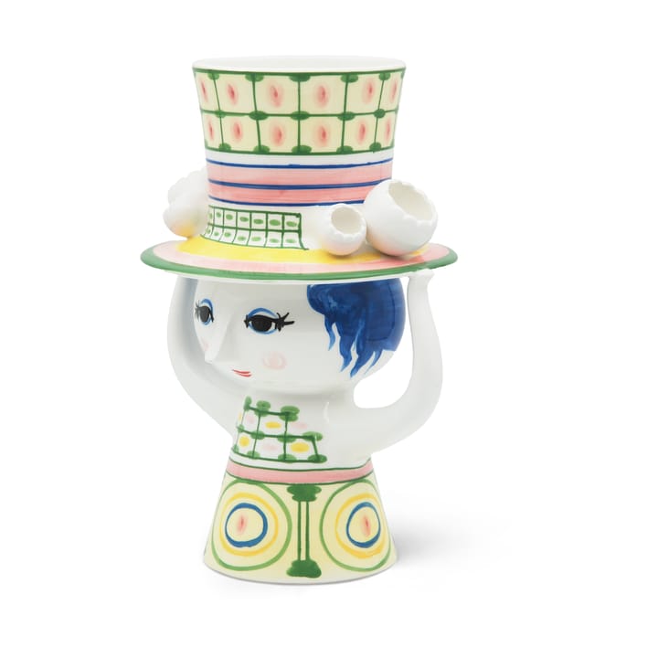 Dame med hat vase H24,5 cm, Grøn Bjørn Wiinblad