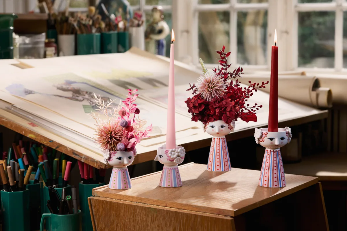 Eva lysestage 14 cm, Rød Bjørn Wiinblad