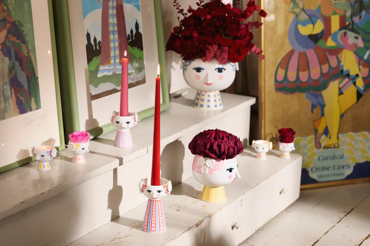 Eva lysestage 14 cm, Rød Bjørn Wiinblad