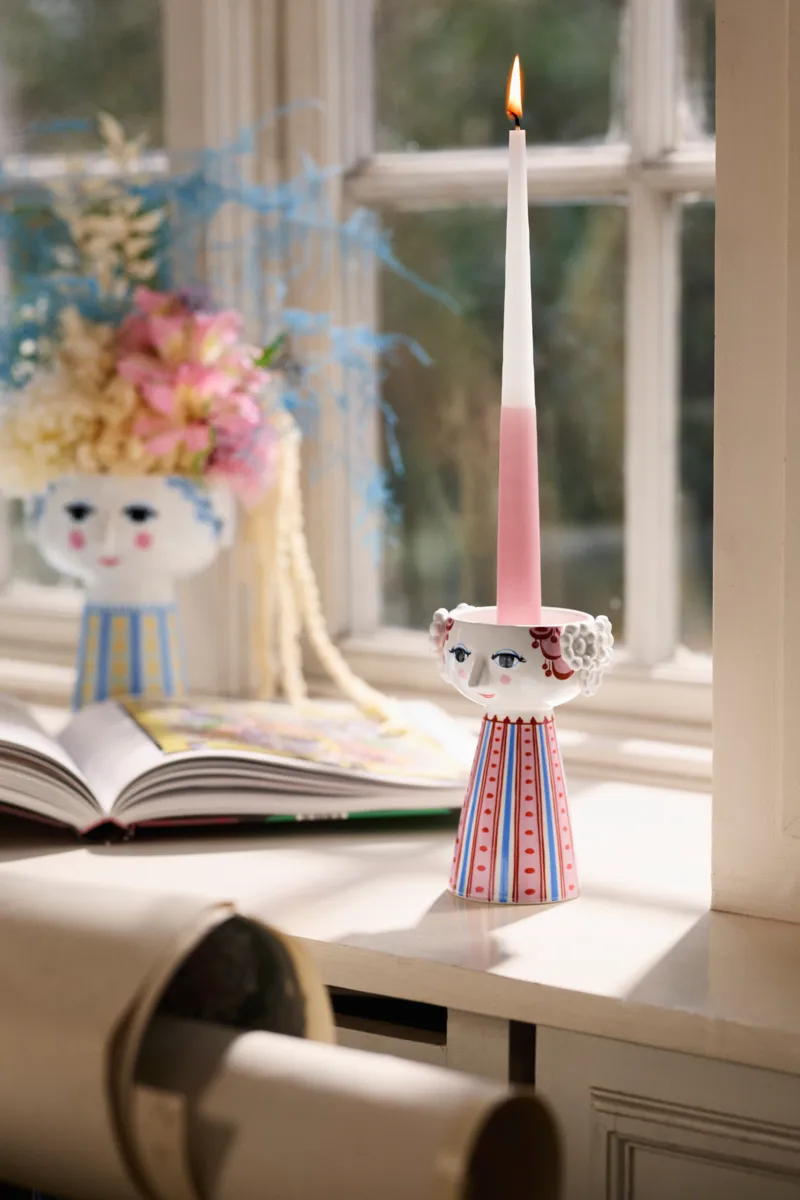 Eva lysestage 14 cm, Rød Bjørn Wiinblad