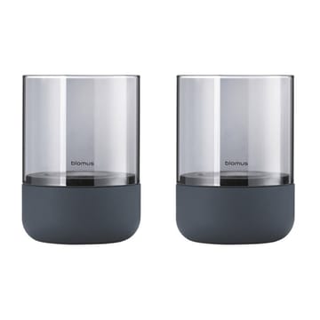 Calma fyrfadsstage Ø7 cm 2-pak - Steel gray/Smoke - Blomus