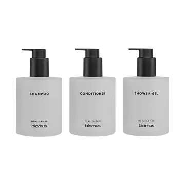 Kirei glasflasker inkl. vægholder 3-pak - Hvid, limmonteret - blomus