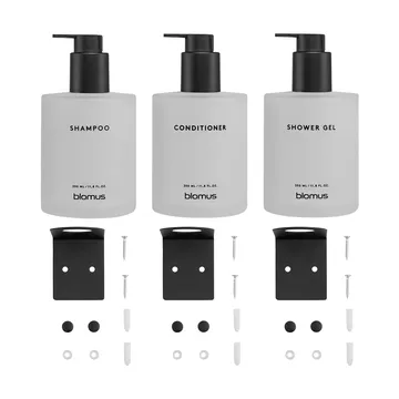 Kirei glasflasker inkl. vægholder 3-pak - Hvid, monteres med skrue - blomus