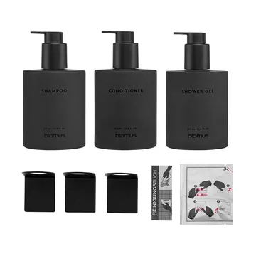 Kirei glasflasker inkl. vægholder 3-pak - Smoke, limmonteret - blomus