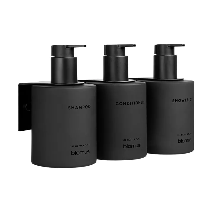 Kirei glasflasker inkl. vægholder 3-pak - Smoke, monteres med skrue - blomus