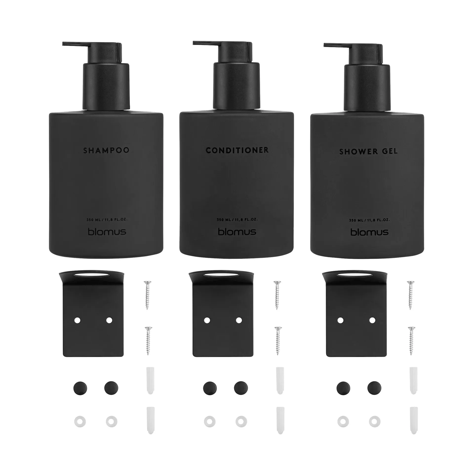 Kirei glasflasker inkl. vægholder 3-pak, Smoke, monteres med skrue blomus