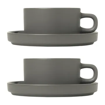 Pilar kop med underkop – 2 stk. - Pewter - blomus