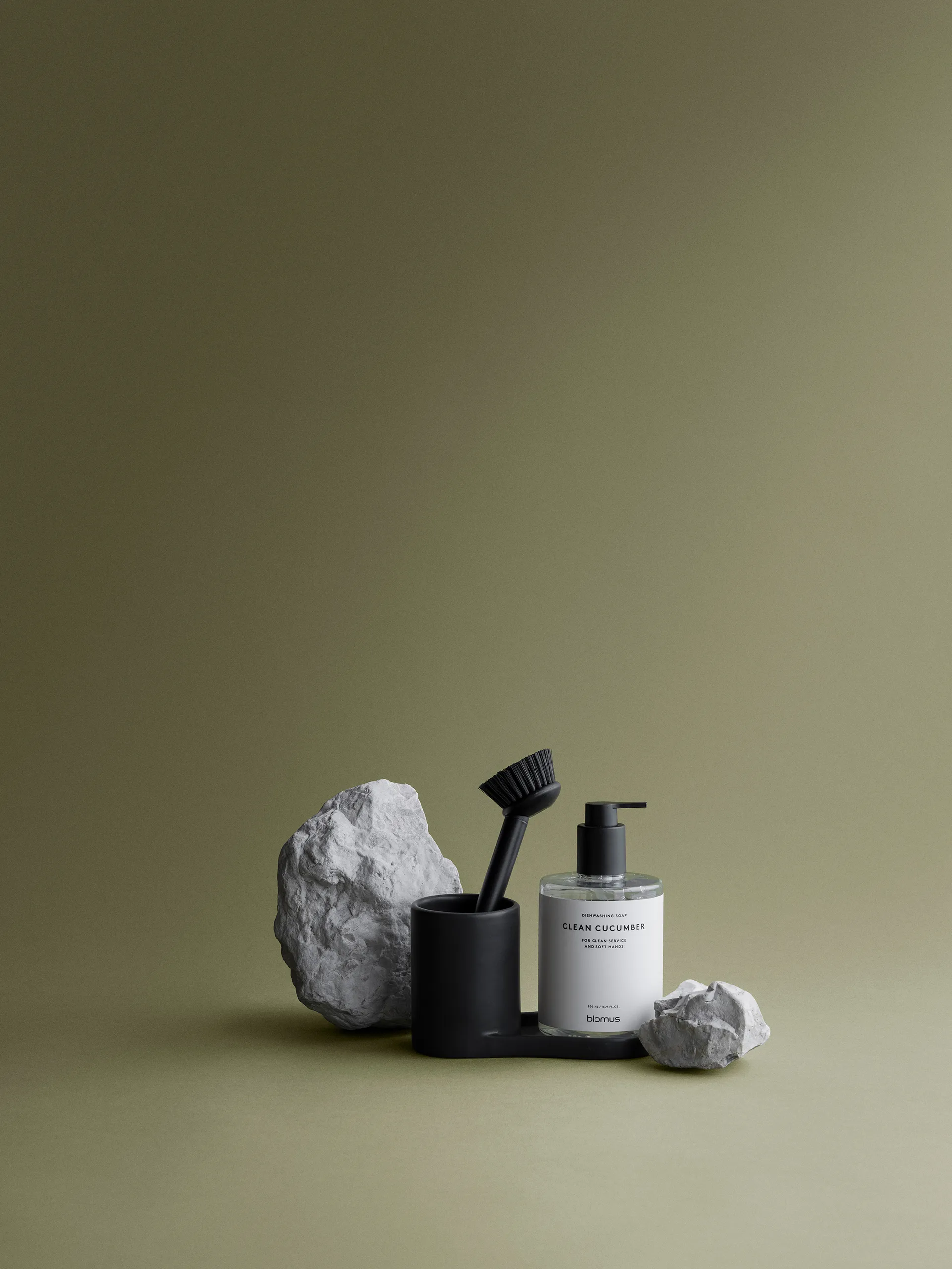 Piro opvaskebørste- og sæbeholder, Sort blomus