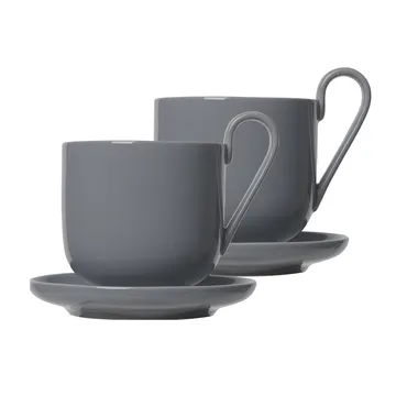 Ro kaffekop med underkop 2-pak - Sharkskin - blomus