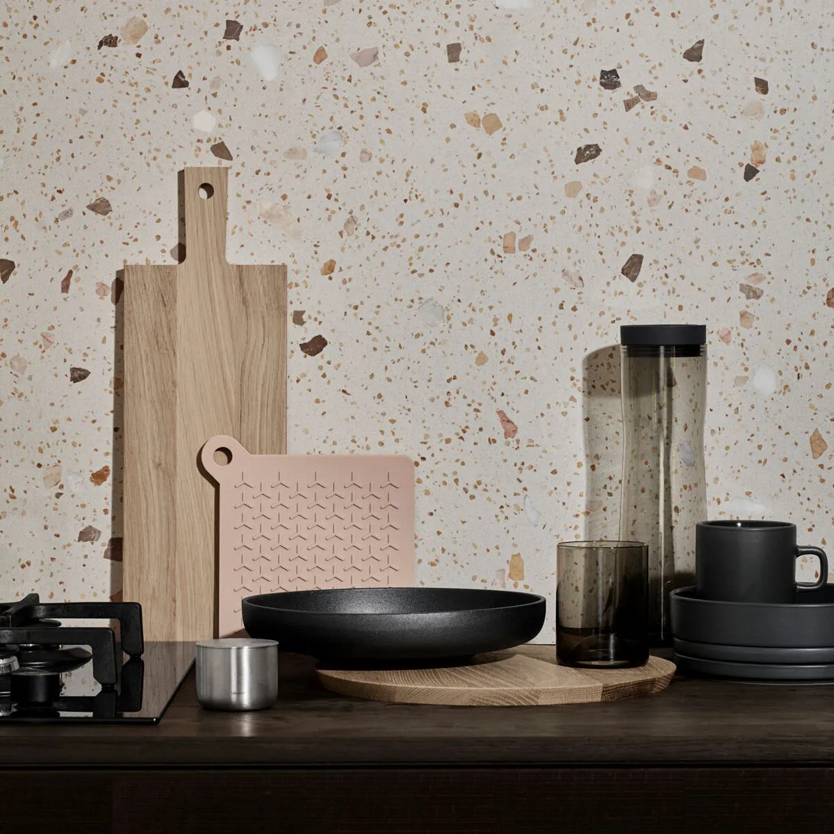 Wave tumbler glas – 2 stk., Sort blomus