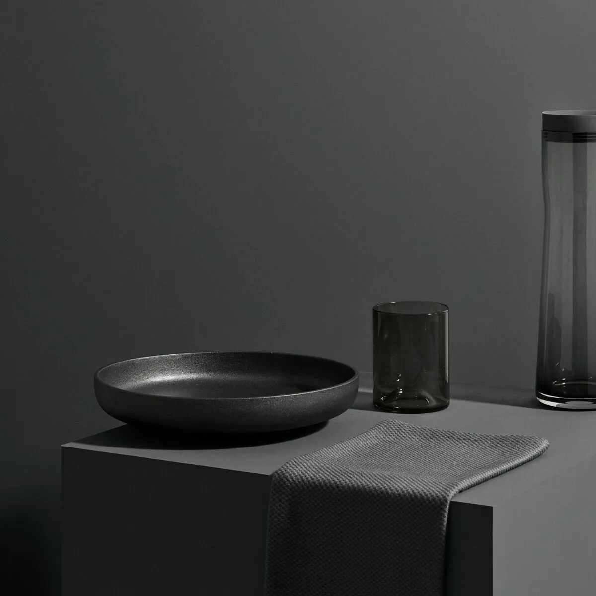 Wave tumbler glas – 2 stk., Sort blomus