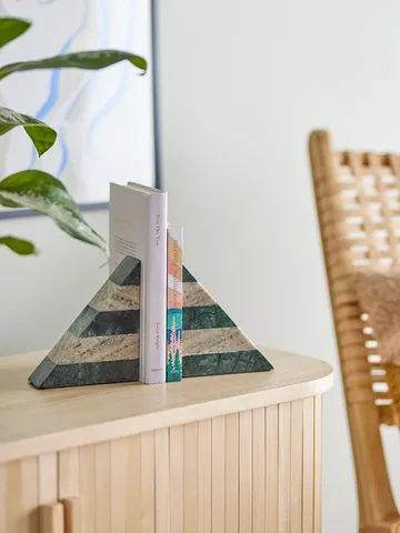Abir bogstøtte 2-pak - Grøn/Hvid marmor - Bloomingville