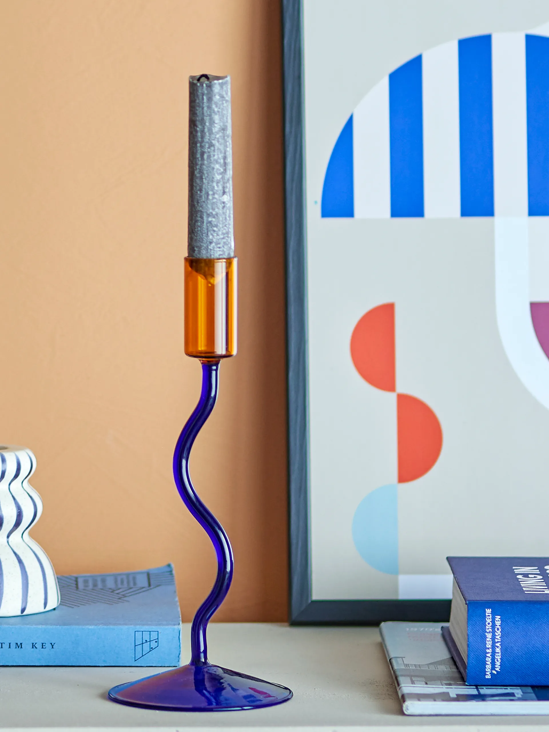 Ada lysestage 22 cm, Blå Bloomingville