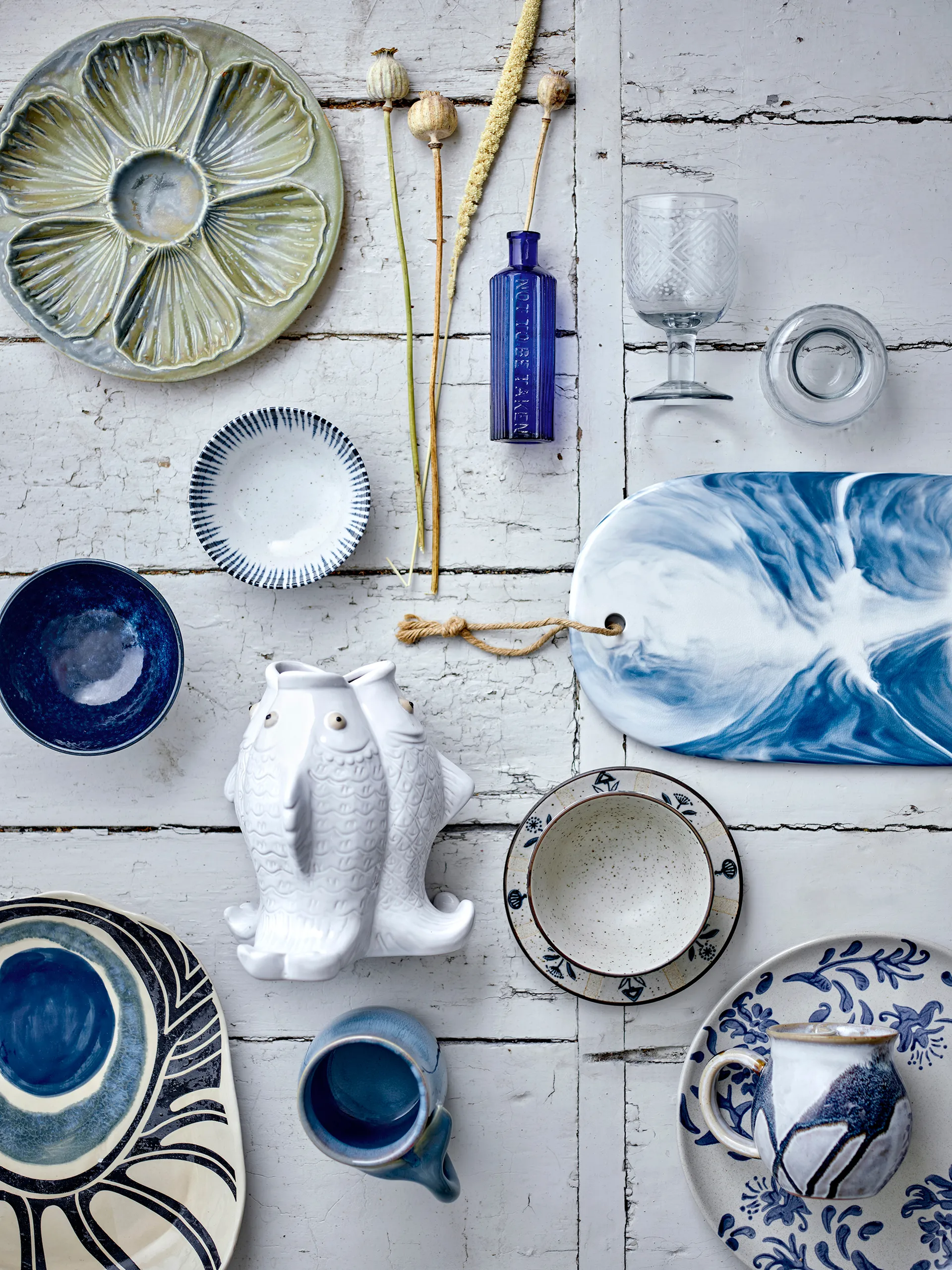 Aiden skærebræt 20x35 cm, Blå Bloomingville