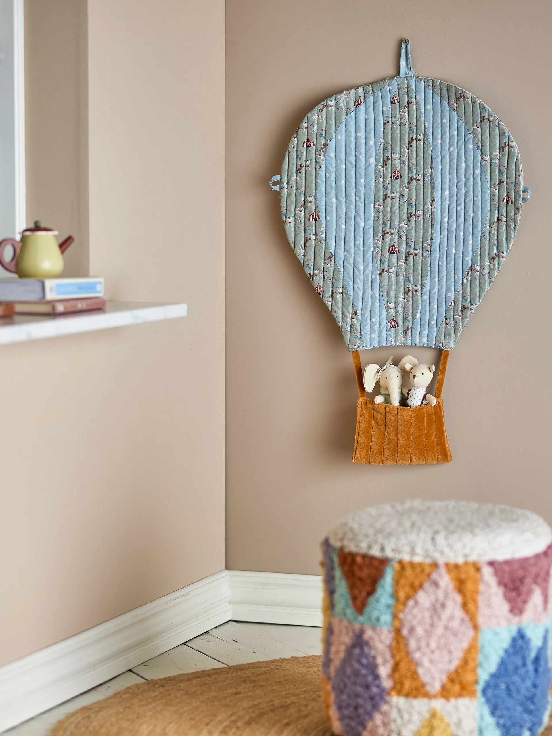 Ballon vægdekoration 45x60 cm, Blå-brun Bloomingville