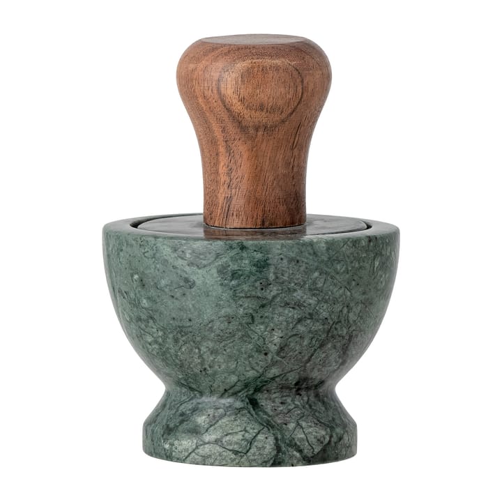 Banou morter Ø10 cm - Grøn marmor/Mangotræ - Bloomingville