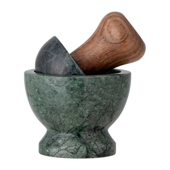 Banou morter Ø10 cm - Grøn marmor/Mangotræ - Bloomingville