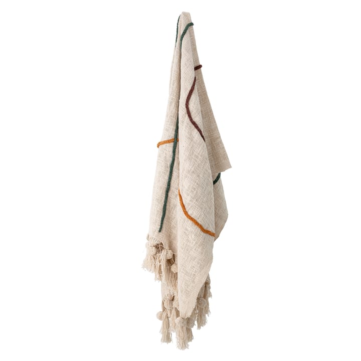 Bloomingville bomuldsplaid med broderi 125x150 cm, Natur Bloomingville