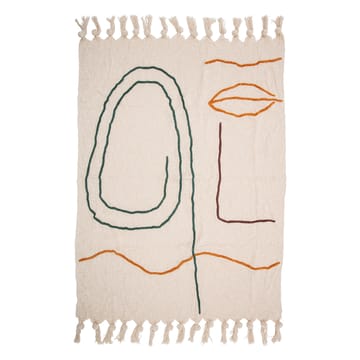 Bloomingville bomuldsplaid med broderi 125x150 cm - Natur - Bloomingville
