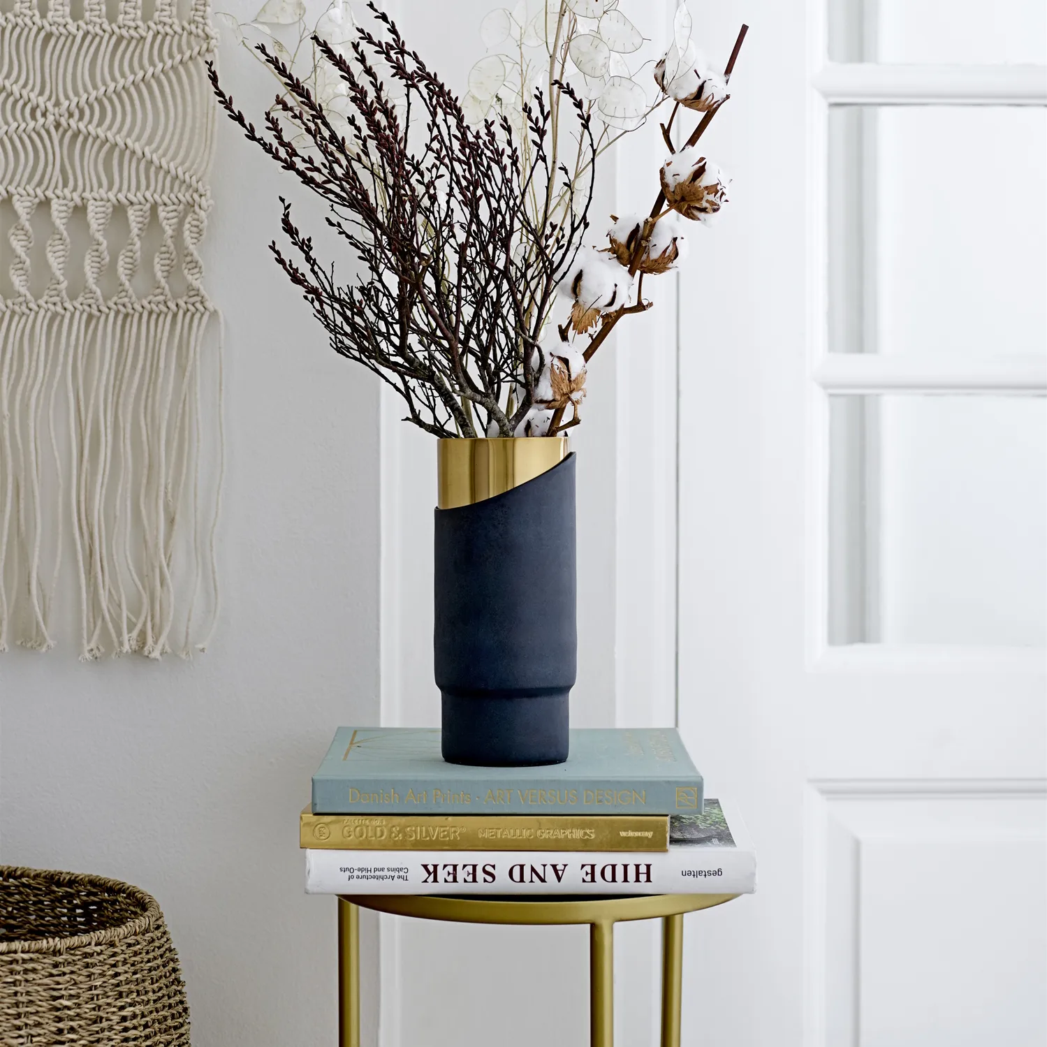 Bloomingville metalvase blå/guld, 23 cm Bloomingville