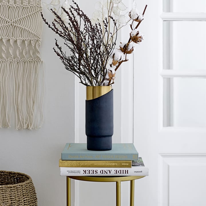 Bloomingville metalvase blå/guld, 23 cm Bloomingville