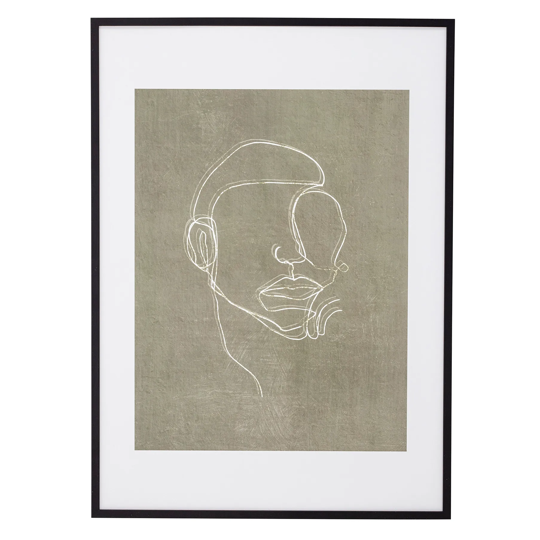 Bloomingville tavle med ansigt 52x72 cm, Sort ramme Bloomingville