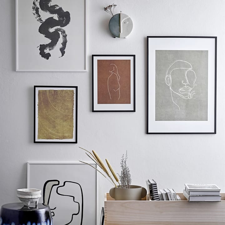 Bloomingville tavle med ansigt 52x72 cm, Sort ramme Bloomingville
