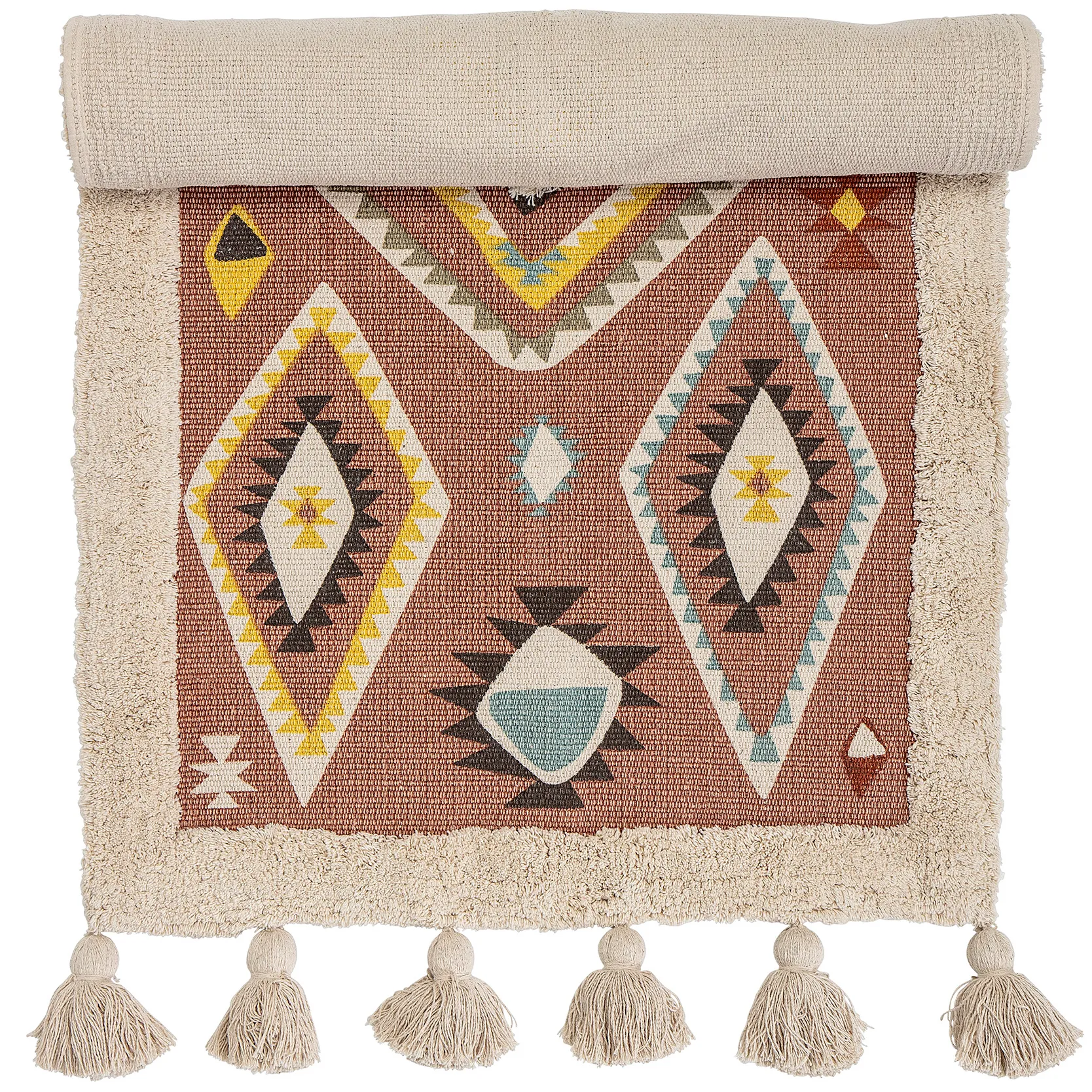 Bloomingville tæppe med kvaster 120x65 cm, Multi Bloomingville