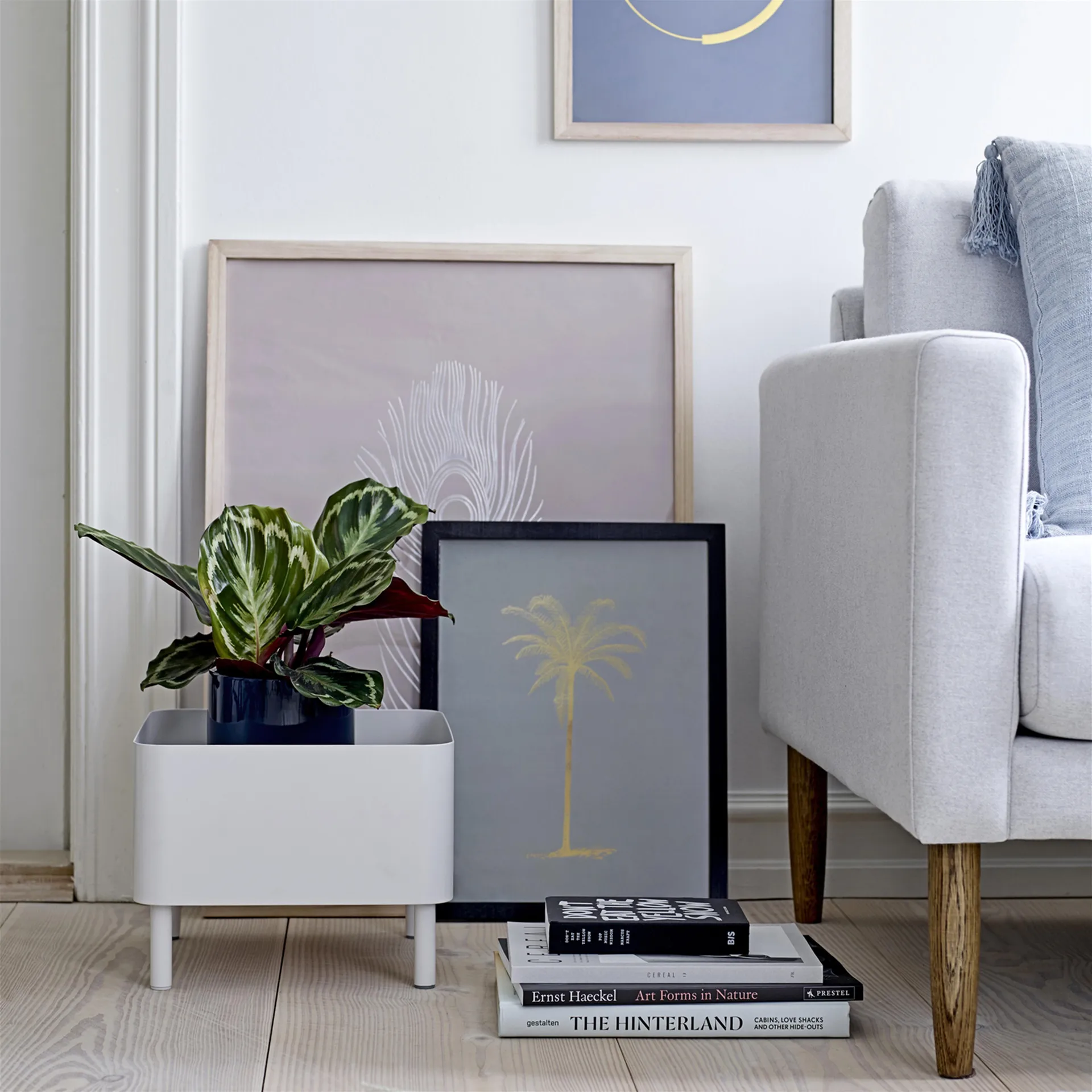 Bloomingville urtepotte med underskål, blå Bloomingville