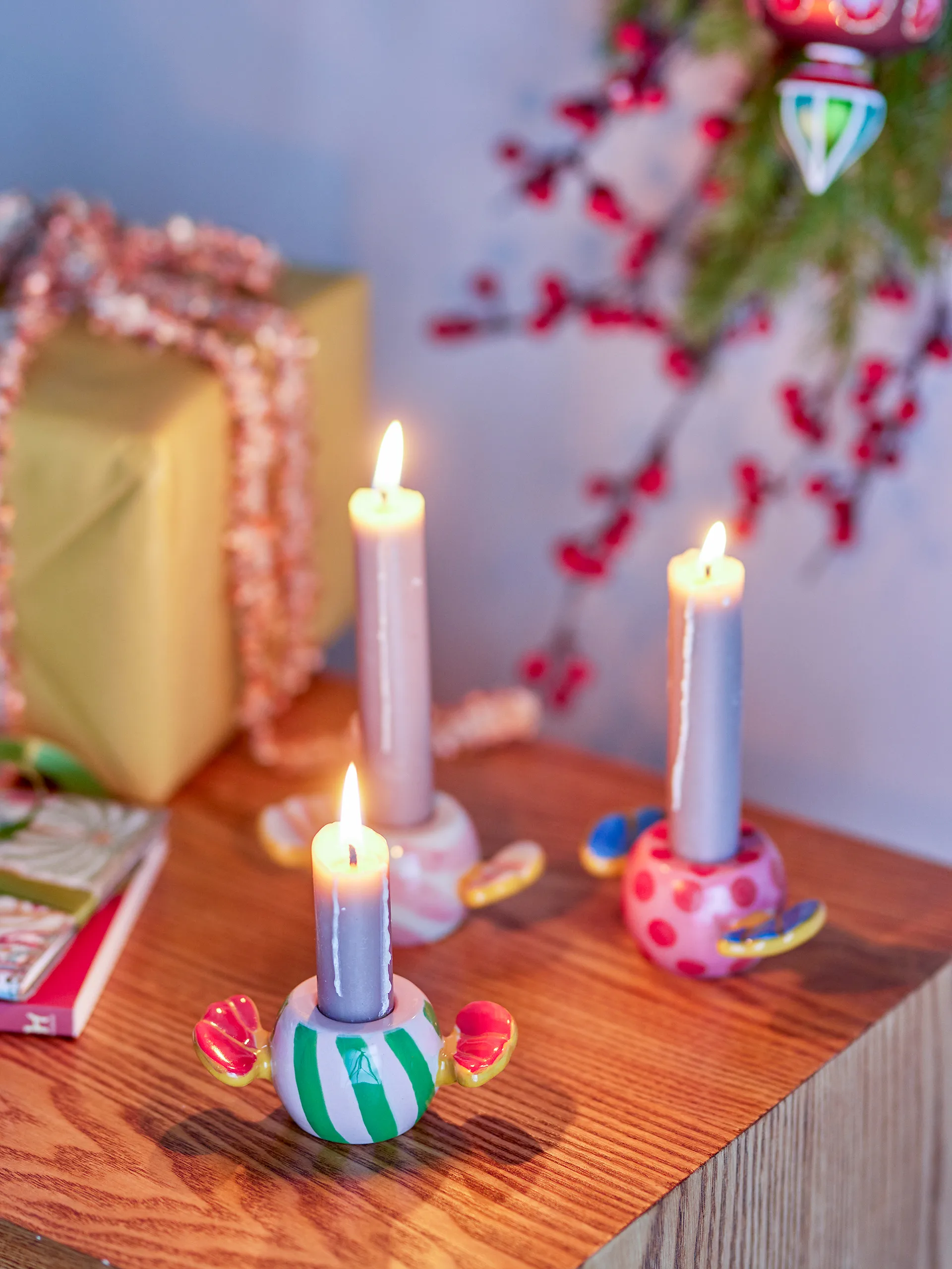 Caramella lysestager 3 dele, Rosa Bloomingville