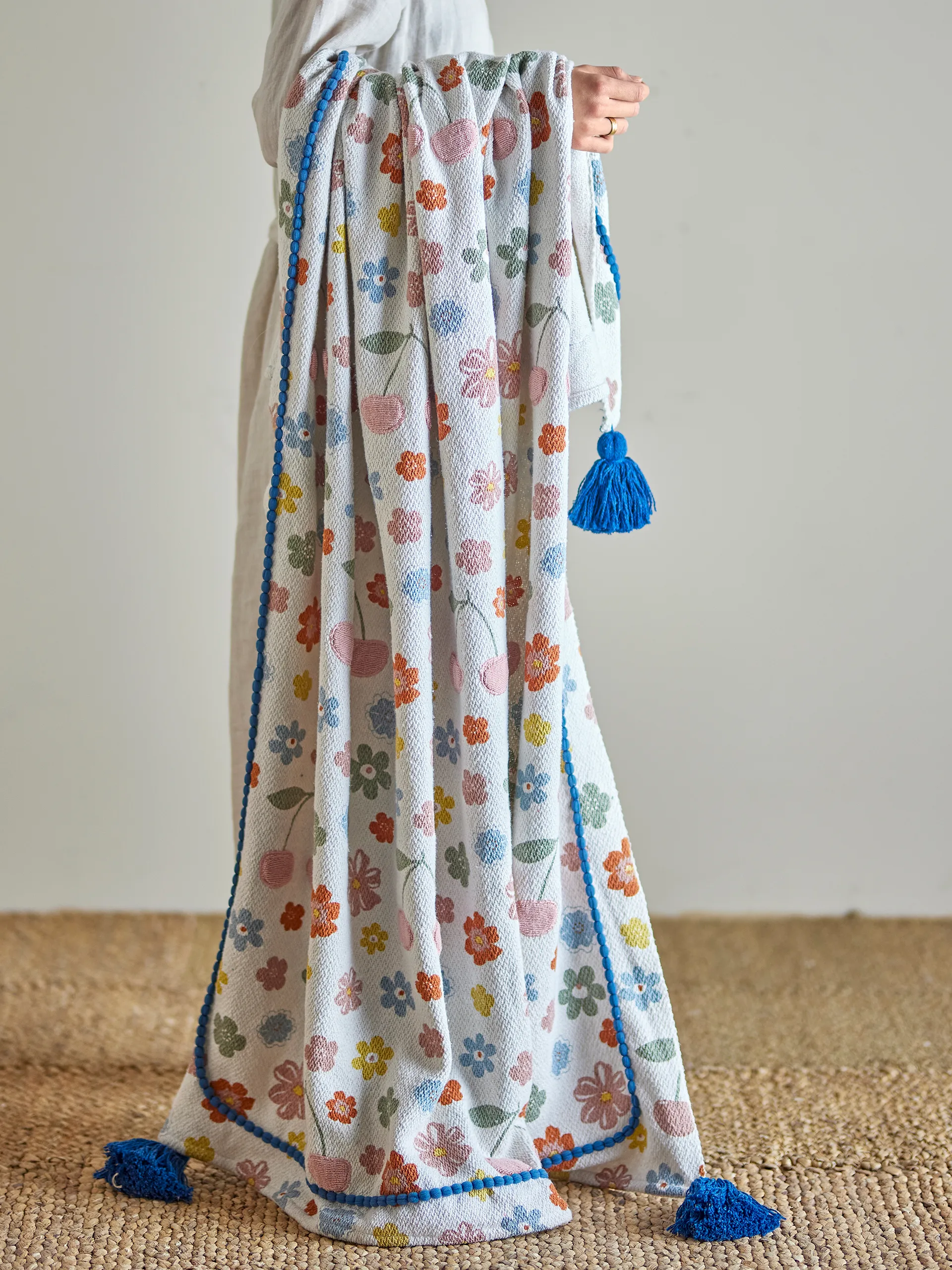 Cherry bomuldsplaid 160x130 cm, Rose Bloomingville