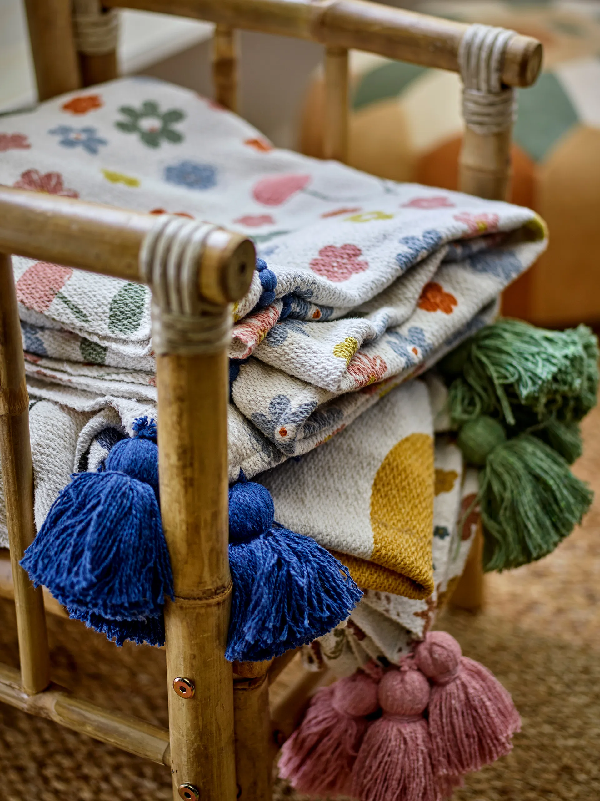 Cherry bomuldsplaid 160x130 cm, Rose Bloomingville