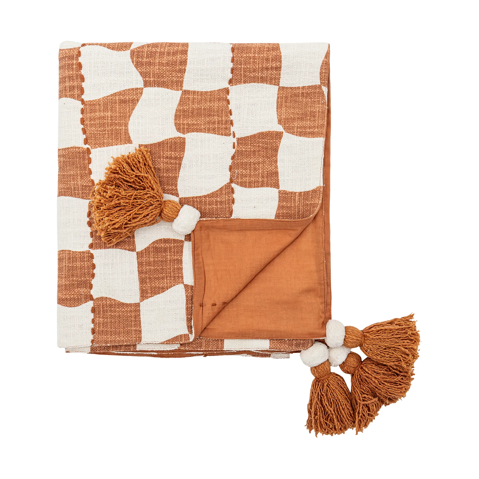 Chola plaid bomuld 150x130 cm, Brun Bloomingville