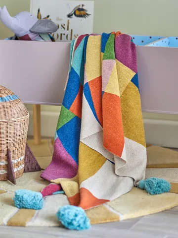 Colorine bomuldsplaid 160 x 130 cm - Blå - Bloomingville