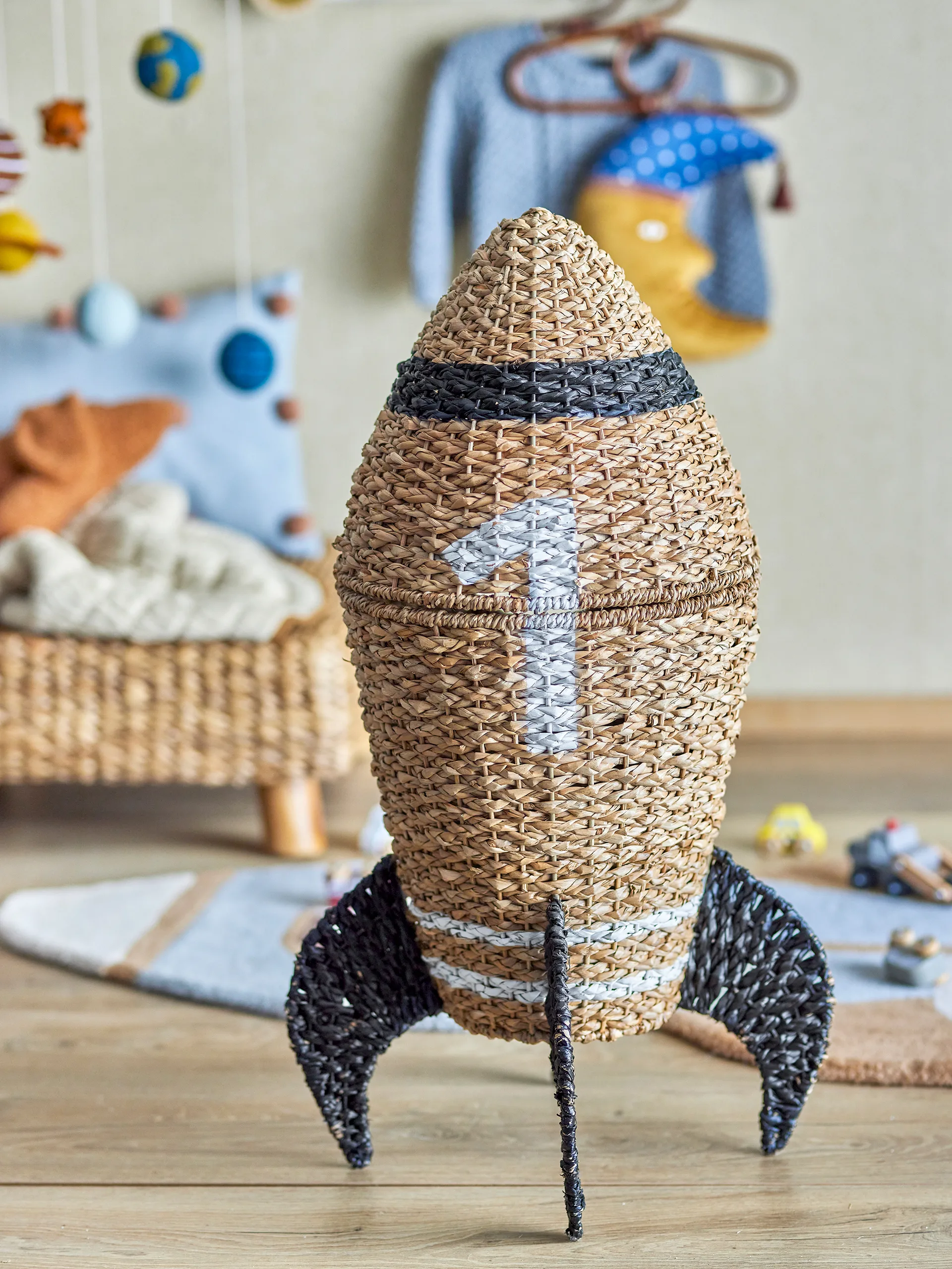 Cosmina opbevaringskurv med låg Ø40x68,5 cm, Natur Bloomingville