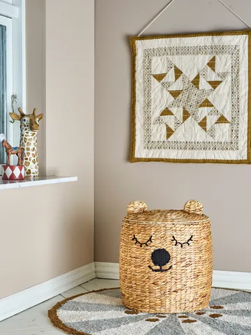 Dolma opbevaringskurv med låg Ø42x50 cm - Natur - Bloomingville