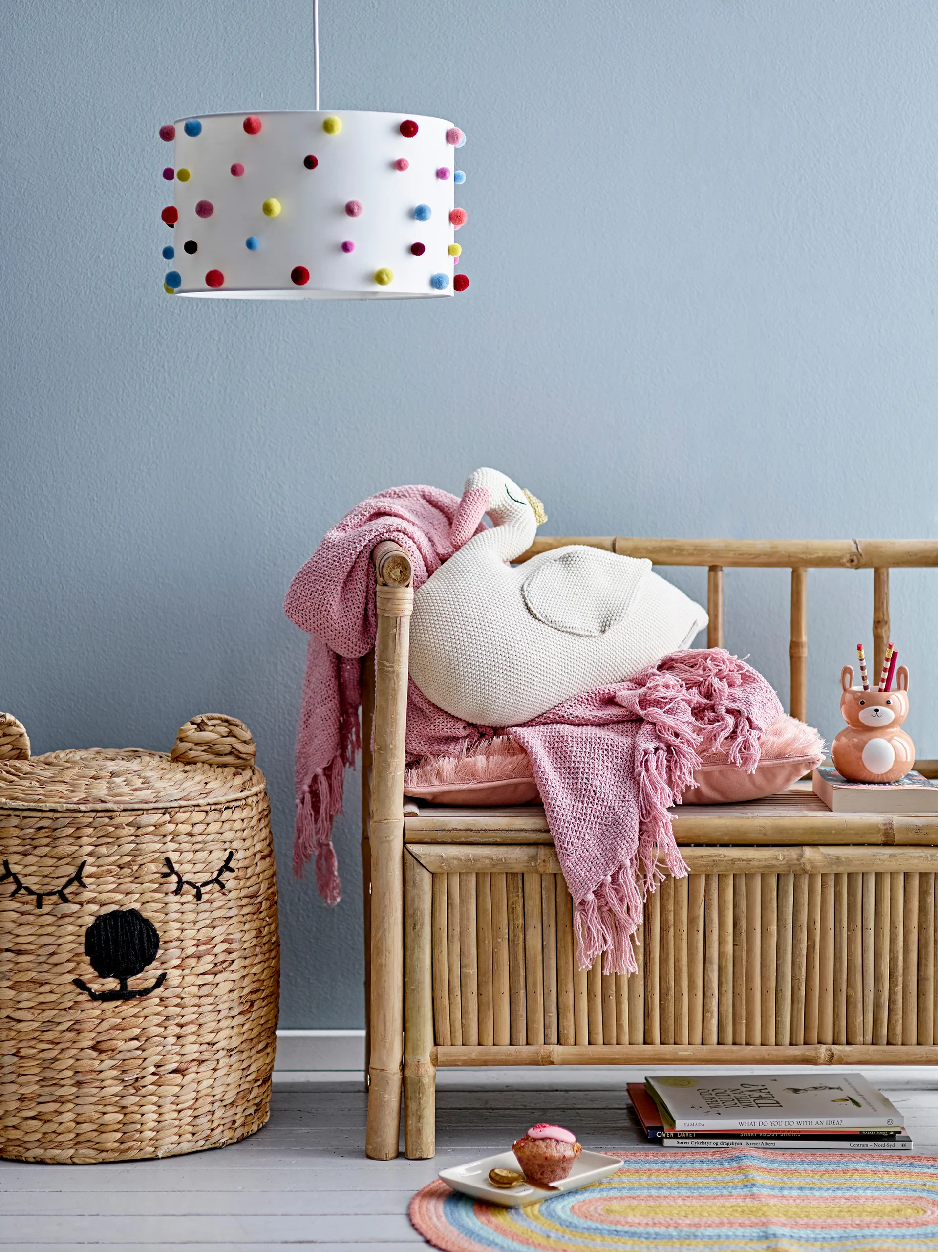 Dolma opbevaringskurv med låg 50xØ42 cm, Natur Bloomingville