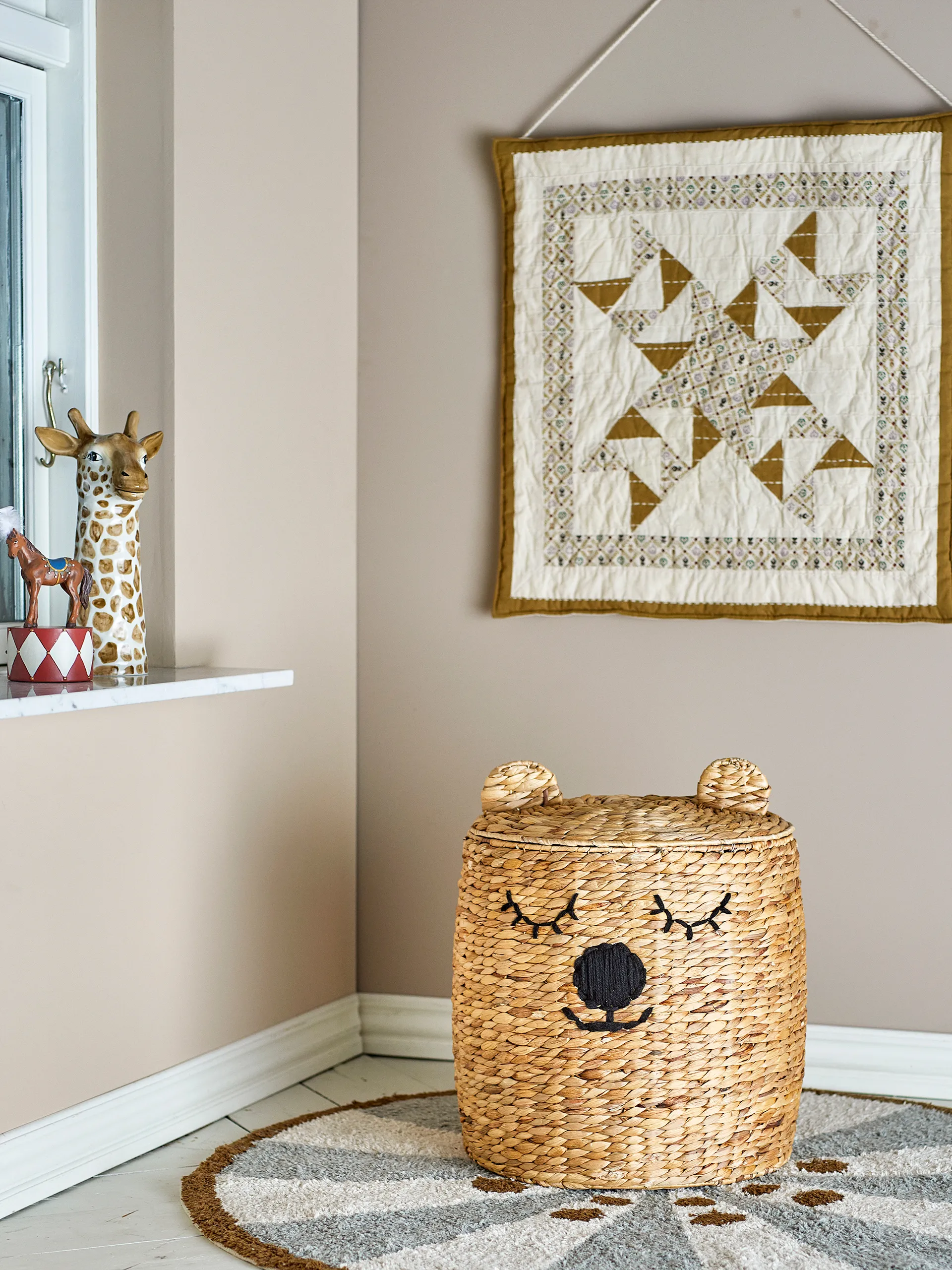 Dolma opbevaringskurv med låg 50xØ42 cm, Natur Bloomingville