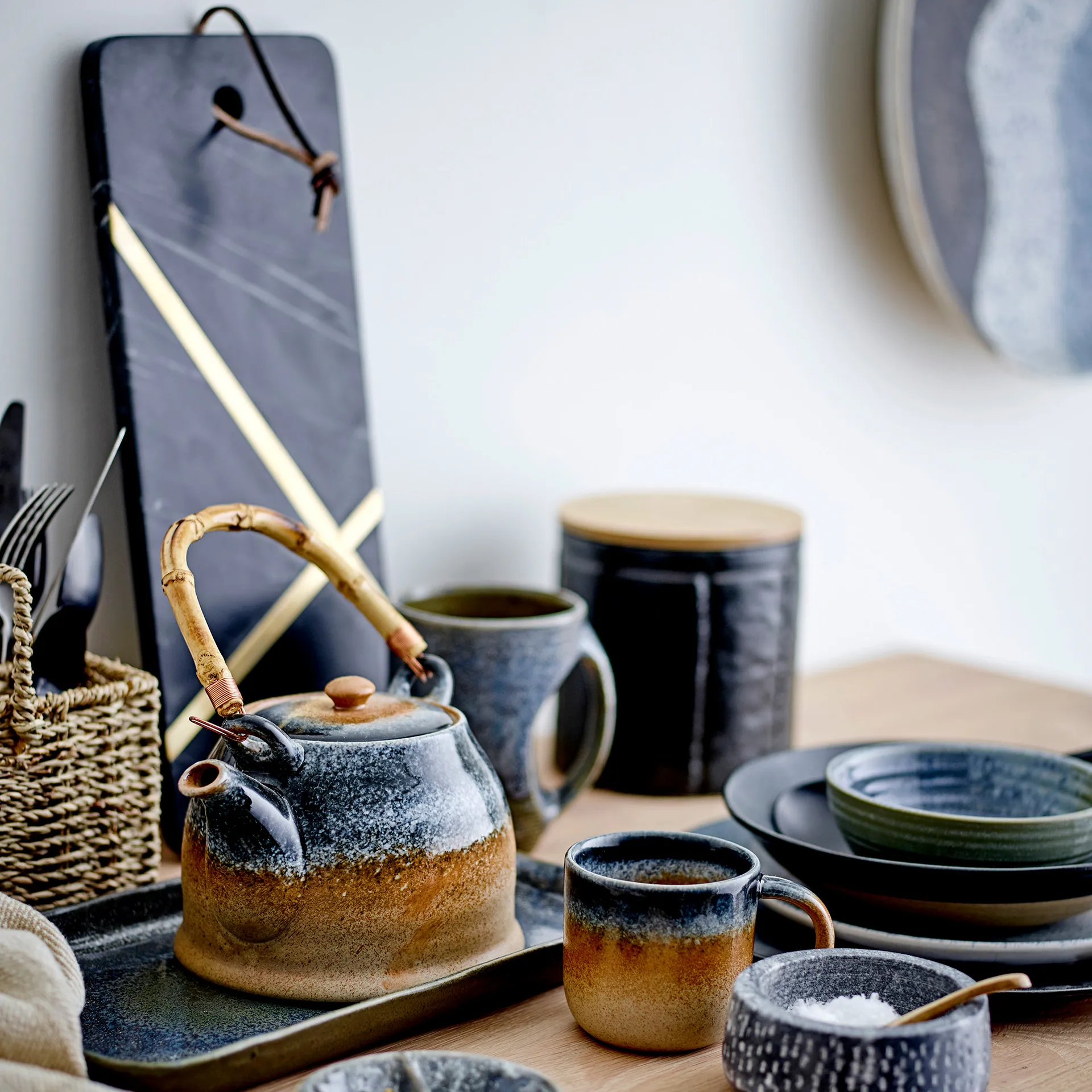 Elsi skærebræt marmor 15,5x40,5 cm, Sort Bloomingville