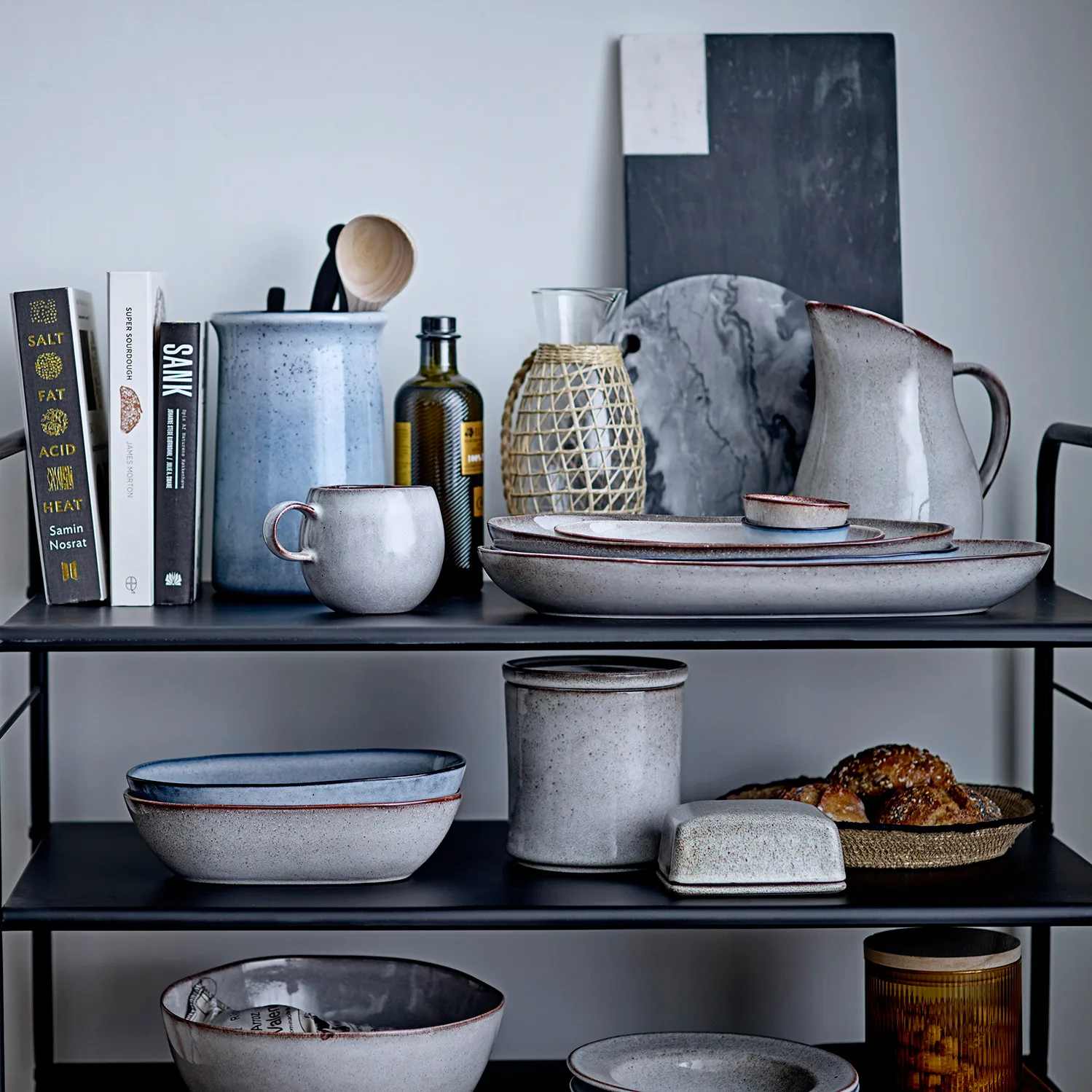 Eluna skærebræt marmor Ø25,5 cm, Grå Bloomingville