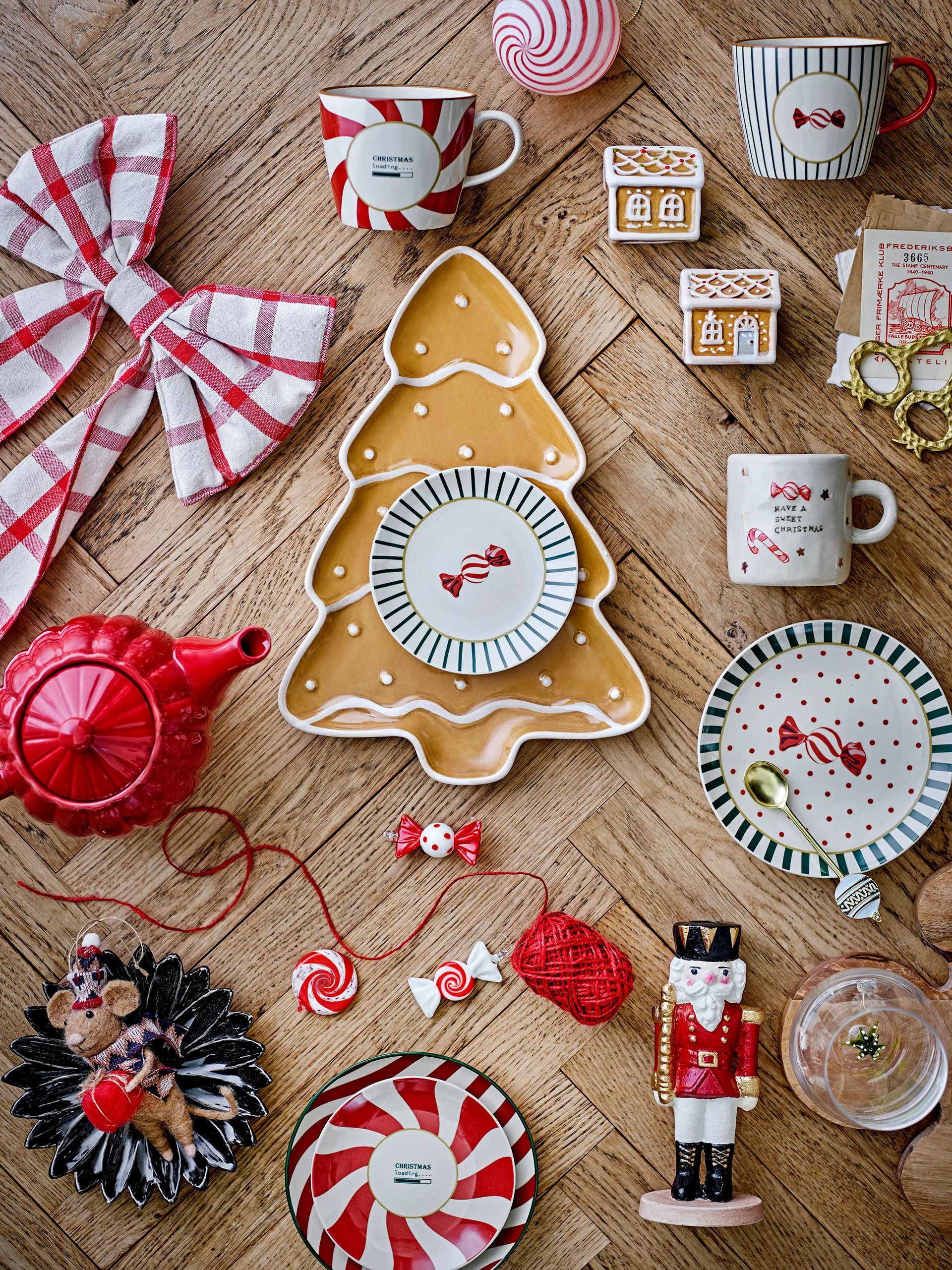 Festive dekorationsophæng 3 dele, Rød Bloomingville