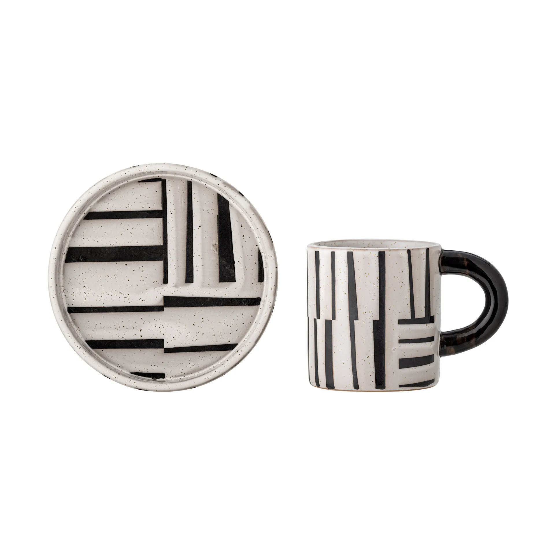 Frankie kop med underkop 30 cl, Sort-hvid Bloomingville